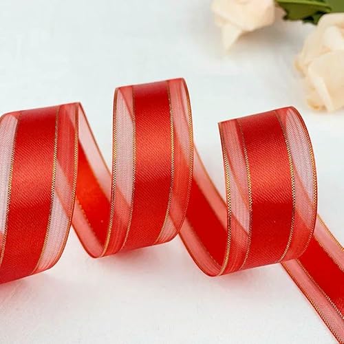 Transparentes Chiffon Organzaband, 5 Yards 25mm Organzabänder Mehrfarbig(Red) von ZBORAVPIX