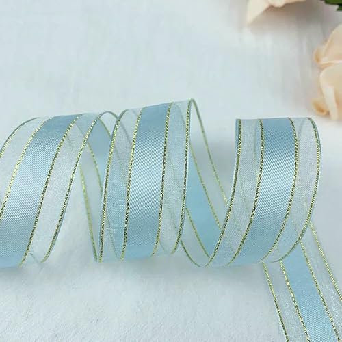 Transparentes Chiffon Organzaband, 5 Yards 25mm Organzabänder Mehrfarbig(Sky Blue) von ZBORAVPIX