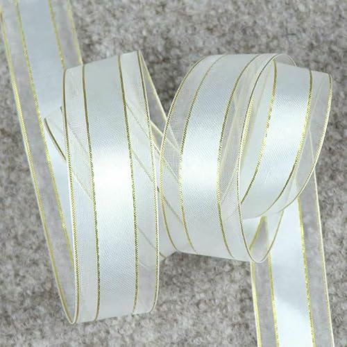 Transparentes Chiffon Organzaband, 5 Yards 25mm Organzabänder Mehrfarbig(White) von ZBORAVPIX