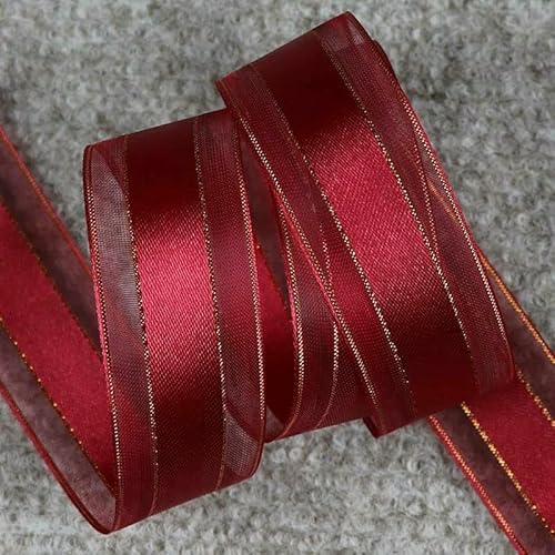 Transparentes Chiffon Organzaband, 5 Yards 25mm Organzabänder Mehrfarbig(Wine) von ZBORAVPIX