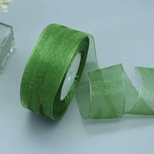 Transparentes Chiffon Organzaband, Organzaband aus Polyester, 3,8 cm x 45,7 m, mehrfarbig, for Geschenkverpackungen, Hochzeitsdekoration, DIY-Bastelarbeiten(Army green) von ZBORAVPIX