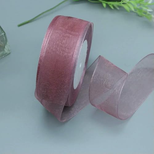 Transparentes Chiffon Organzaband, Organzaband aus Polyester, 3,8 cm x 45,7 m, mehrfarbig, for Geschenkverpackungen, Hochzeitsdekoration, DIY-Bastelarbeiten(Bean paste powder) von ZBORAVPIX