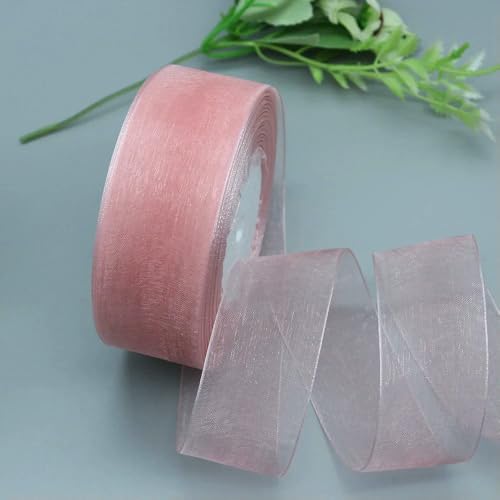 Transparentes Chiffon Organzaband, Organzaband aus Polyester, 3,8 cm x 45,7 m, mehrfarbig, for Geschenkverpackungen, Hochzeitsdekoration, DIY-Bastelarbeiten(Camel powder) von ZBORAVPIX