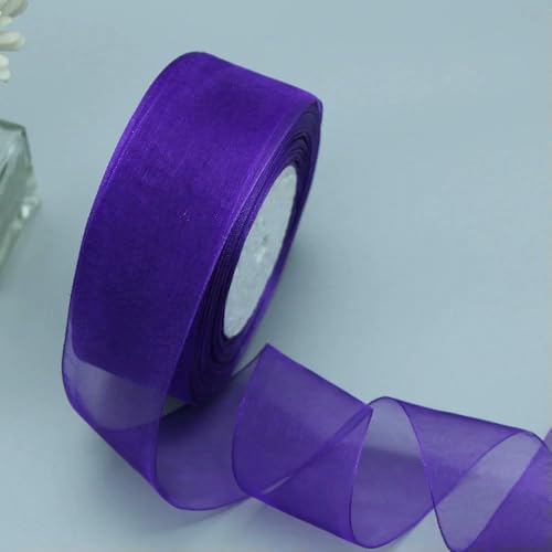 Transparentes Chiffon Organzaband, Organzaband aus Polyester, 3,8 cm x 45,7 m, mehrfarbig, for Geschenkverpackungen, Hochzeitsdekoration, DIY-Bastelarbeiten(Dark purple) von ZBORAVPIX