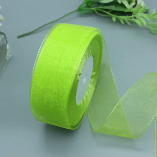 Transparentes Chiffon Organzaband, Organzaband aus Polyester, 3,8 cm x 45,7 m, mehrfarbig, for Geschenkverpackungen, Hochzeitsdekoration, DIY-Bastelarbeiten(Fruit green) von ZBORAVPIX