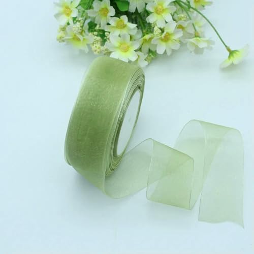 Transparentes Chiffon Organzaband, Organzaband aus Polyester, 3,8 cm x 45,7 m, mehrfarbig, for Geschenkverpackungen, Hochzeitsdekoration, DIY-Bastelarbeiten(Light army green) von ZBORAVPIX