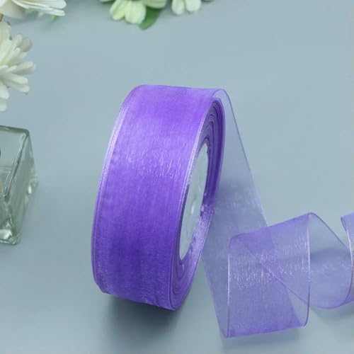 Transparentes Chiffon Organzaband, Organzaband aus Polyester, 3,8 cm x 45,7 m, mehrfarbig, for Geschenkverpackungen, Hochzeitsdekoration, DIY-Bastelarbeiten(Medium purple) von ZBORAVPIX
