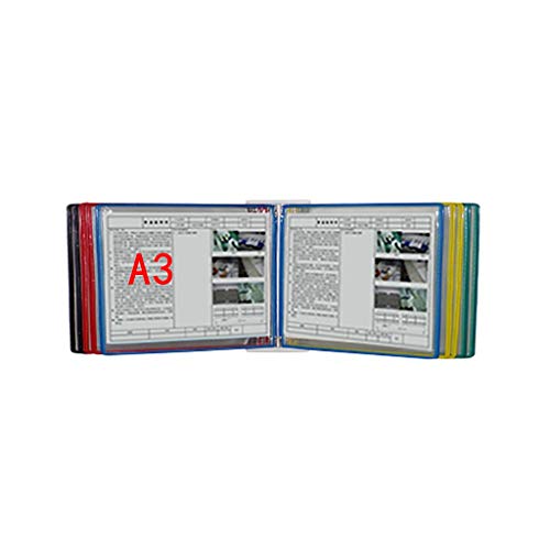 Wandmontiertes Poster Flip Book Display， Dokumentenhalter A3 mit 10 Paneelen und 20 Taschen 45 * 32 * 8CM(G) von ZBORAVPIX