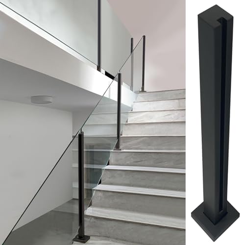 ZBORAVPIX Balkon Glasgeländer Säule Balustrade, Klemme for gehärtete Glasplatten mit Schlitz, Geländerpfosten aus Edelstahl, 60–105 cm hoch(Color Gray,70cm/27.6inch High) von ZBORAVPIX