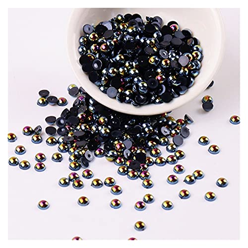 ZBORAVPIX Faux Pearls Perlen, 3mm Acryl Imitation Flatback Perlen Multicolor 500 stücke for Handwerk DIY Schmuck Zubehör(Black) von ZBORAVPIX