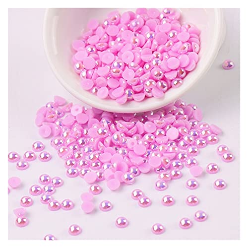 ZBORAVPIX Faux Pearls Perlen, 3mm Acryl Imitation Flatback Perlen Multicolor 500 stücke for Handwerk DIY Schmuck Zubehör(Lila Pink) von ZBORAVPIX