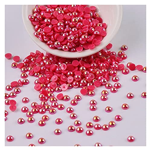 ZBORAVPIX Faux Pearls Perlen, 3mm Acryl Imitation Flatback Perlen Multicolor 500 stücke for Handwerk DIY Schmuck Zubehör(Rose Red) von ZBORAVPIX