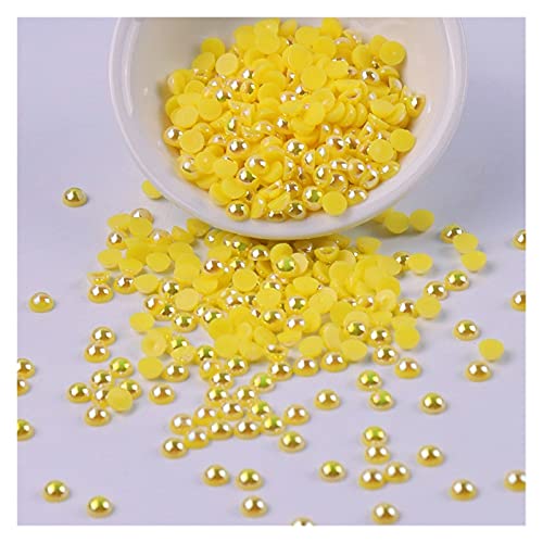ZBORAVPIX Faux Pearls Perlen, 3mm Acryl Imitation Flatback Perlen Multicolor 500 stücke for Handwerk DIY Schmuck Zubehör(Yellow) von ZBORAVPIX