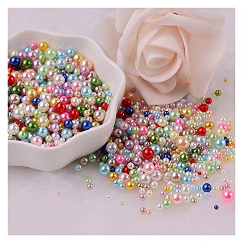 ZBORAVPIX Faux Pearls Perlen, Acryl-Imitationsperlen mit Flacher Rückseite, Mehrfarbig, 3–8 mm, ohne Löcher, 200 Stück(2) von ZBORAVPIX