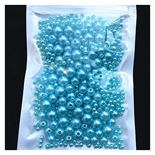 ZBORAVPIX Faux Pearls Perlen, Acryl-Imitationsperlen mit Loch, 150–200 Stück, Mehrfarbig, 3/4/5/6/8 mm, zur Schmuckherstellung(Mix Size Blue) von ZBORAVPIX