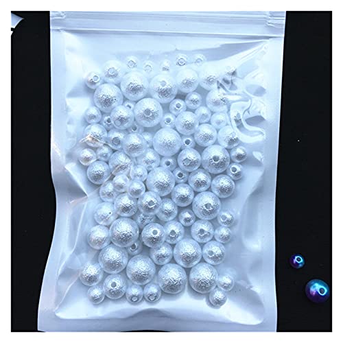 ZBORAVPIX Faux Pearls Perlen, Acryl-Imitationsperlen mit Loch, 150–200 Stück, Mehrfarbig, 3/4/5/6/8 mm, zur Schmuckherstellung(Mix Wrinkle White) von ZBORAVPIX