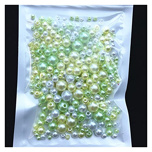 ZBORAVPIX Faux Pearls Perlen, Acryl-Imitationsperlen mit Loch, 150–200 Stück, Mehrfarbig, 3/4/5/6/8 mm, zur Schmuckherstellung(Mix Yellow Green) von ZBORAVPIX