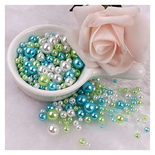 ZBORAVPIX Faux Pearls Perlen, Acryl-Kunststoffperlen mit Löchern, Mehrfarbig, 3–8 mm, 150–200 Stück, for die Schmuckherstellung, YC0416(17) von ZBORAVPIX