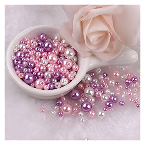 ZBORAVPIX Faux Pearls Perlen, Acryl-Kunststoffperlen mit Löchern, Mehrfarbig, 3–8 mm, 150–200 Stück, for die Schmuckherstellung, YC0416(9) von ZBORAVPIX