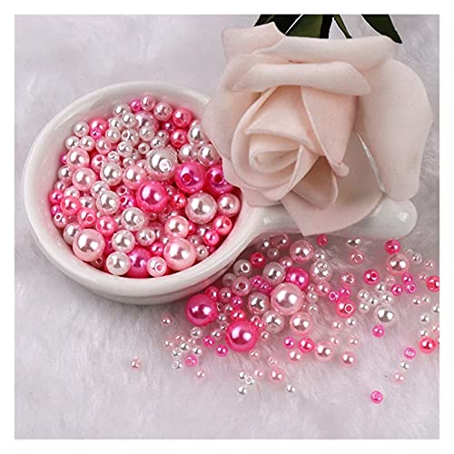 ZBORAVPIX Faux Pearls Perlen, Acryl-Kunststoffperlen mit Löchern, Mehrfarbig, 3–8 mm, 150–200 Stück, for die Schmuckherstellung, YC0416(Mix Pinks) von ZBORAVPIX