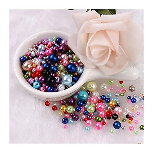 ZBORAVPIX Faux Pearls Perlen, Acryl-Kunststoffperlen mit Löchern, Mehrfarbig, 3–8 mm, 150–200 Stück, for die Schmuckherstellung, YC0416(Mix Randomly) von ZBORAVPIX