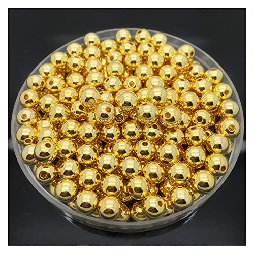 ZBORAVPIX Faux Pearls Perlen, Acryl Runde Imitation Perle Spacer Perlen Multicolor 8mm DIY Schmuck Machen Pack Von 50(Golden) von ZBORAVPIX