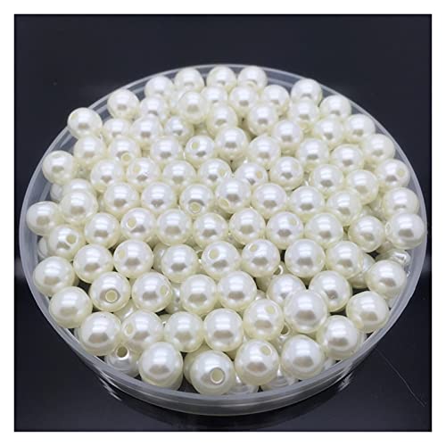 ZBORAVPIX Faux Pearls Perlen, Acryl Runde Imitation Perle Spacer Perlen Multicolor 8mm DIY Schmuck Machen Pack Von 50(Ivory) von ZBORAVPIX