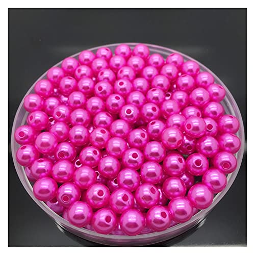 ZBORAVPIX Faux Pearls Perlen, Acryl Runde Imitation Perle Spacer Perlen Multicolor 8mm DIY Schmuck Machen Pack Von 50(Rose) von ZBORAVPIX