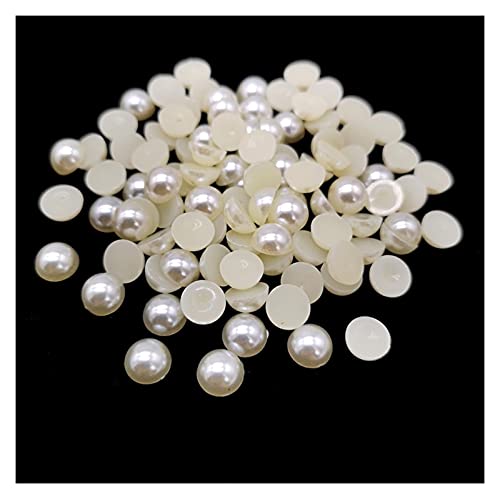 ZBORAVPIX Faux Pearls Perlen, Flatback Halbrunde Perlen Acryl ABS Harz Elfenbein 6-10mm Packung mit 100(Half Round 6mm) von ZBORAVPIX