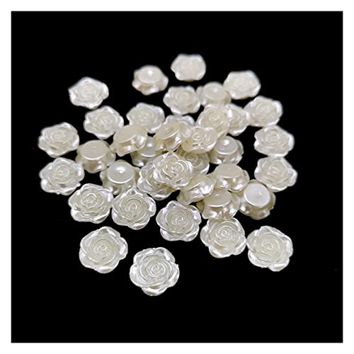 ZBORAVPIX Faux Pearls Perlen, Flatback Halbrunde Perlen Acryl ABS Harz Elfenbein 6-10mm Packung mit 100(Rose) von ZBORAVPIX