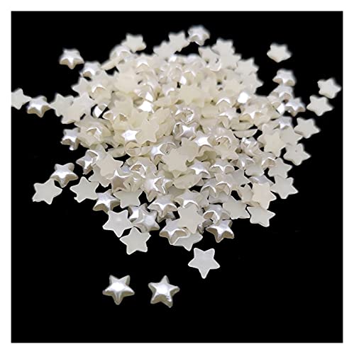 ZBORAVPIX Faux Pearls Perlen, Flatback Halbrunde Perlen Acryl ABS Harz Elfenbein 6-10mm Packung mit 100(Star) von ZBORAVPIX