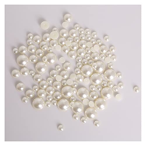 ZBORAVPIX Faux Pearls Perlen, Halbrunde ABS-Imitationsperlen mit Flacher Rückseite, Weiß, Elfenbein, Mehrfarbig, 2 mm und 5 mm, 1500 Stück(Ivory,2mm 1000Pcs) von ZBORAVPIX
