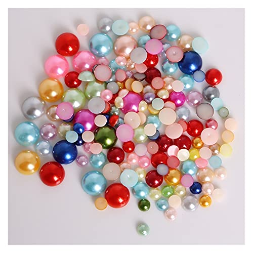 ZBORAVPIX Faux Pearls Perlen, Halbrunde ABS-Imitationsperlen mit Flacher Rückseite, Weiß, Elfenbein, Mehrfarbig, 2 mm und 5 mm, 1500 Stück(R,2mm 1000) von ZBORAVPIX