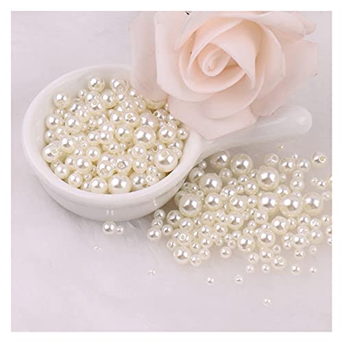 ZBORAVPIX Faux Pearls Perlen, Meerjungfrau-Perlen, rund, ABS, Kunstperle for DIY-Schmuck, Armbänder, Basteln, Mehrfarbig, 3–8 mm(Beige) von ZBORAVPIX