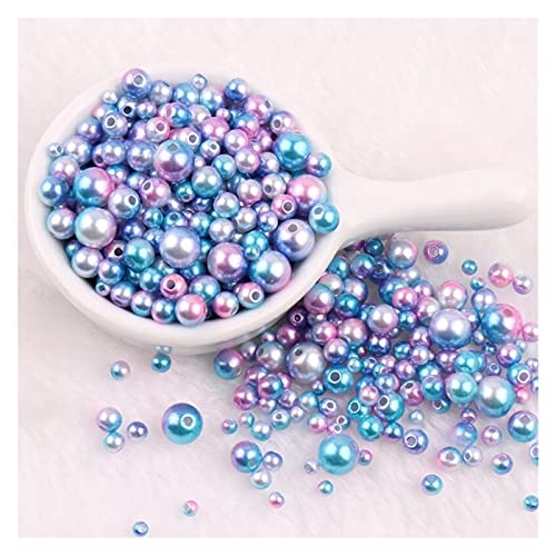 ZBORAVPIX Faux Pearls Perlen, Meerjungfrau-Perlen, rund, ABS, Kunstperle for DIY-Schmuck, Armbänder, Basteln, Mehrfarbig, 3–8 mm(C02 Color) von ZBORAVPIX