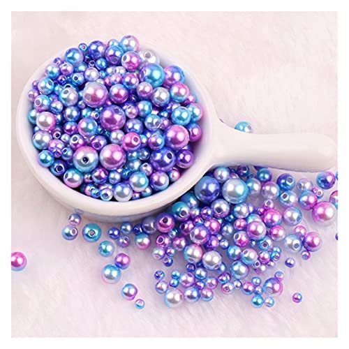ZBORAVPIX Faux Pearls Perlen, Meerjungfrau-Perlen, rund, ABS, Kunstperle for DIY-Schmuck, Armbänder, Basteln, Mehrfarbig, 3–8 mm(C06 Color) von ZBORAVPIX