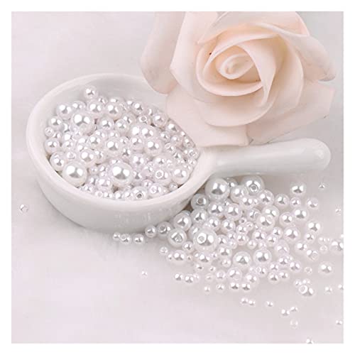 ZBORAVPIX Faux Pearls Perlen, Meerjungfrau-Perlen, rund, ABS, Kunstperle for DIY-Schmuck, Armbänder, Basteln, Mehrfarbig, 3–8 mm(White) von ZBORAVPIX