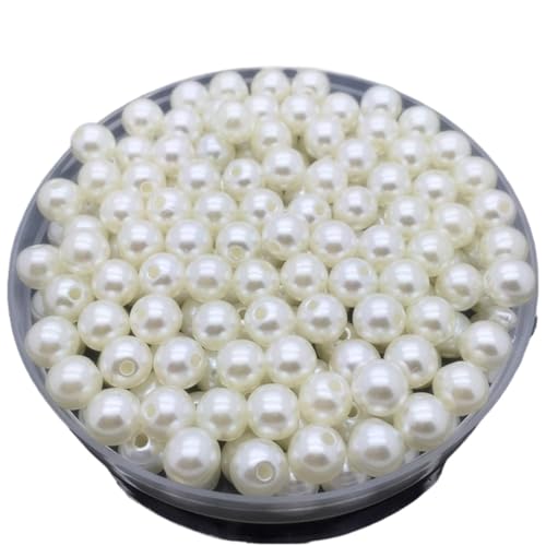 ZBORAVPIX Faux Pearls Perlen, Runde Zwischenperlen aus Kunstperlen, Schmuckzubehör, Mehrfarbig, 4–12 mm, 4 Stück(Ivory,8mm 50pcs) von ZBORAVPIX