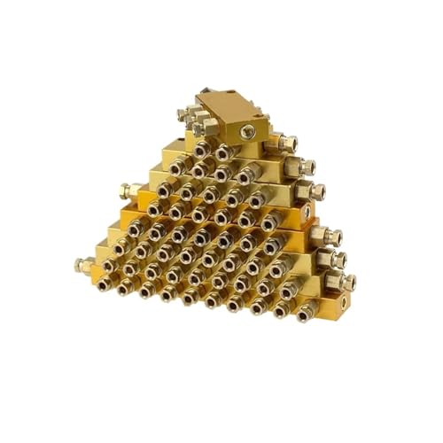 ZBORAVPIX Inline-Krümmer-Blockverbinder， Aluminium-Schmiersystem, Einstellbarer Schmieröl-Kolbenverteilerblock, 6 mm Einlass, 4 mm Auslass, 2-12-Wege, Goldton(2 Way) von ZBORAVPIX
