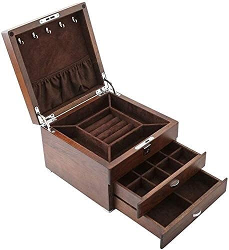 ZBORAVPIX Jewellery Box Organiser Storage Case, Massivholz Schmuckschatulle Tragbare Aufbewahrungsbox Mit Koffer-Design 22x22x15,5 cm(B) von ZBORAVPIX