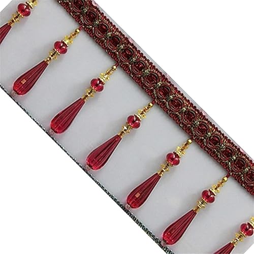ZBORAVPIX Quaste mit Fransen ， 1 Meter geflochtene hängende Perlen Quaste Fransenbesatz for Vorhang Nähen DIY Multicolor(Red) von ZBORAVPIX
