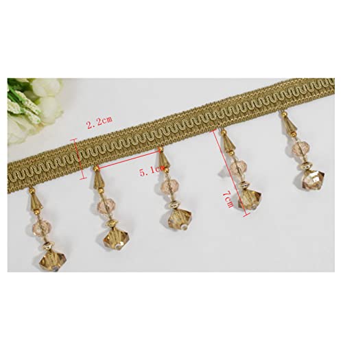 ZBORAVPIX Quaste mit Fransen ， 12 Meter Perlen Quaste Fransenbesatz for Vorhang Nähen DIY Dekor Multicolor(Light Brown) von ZBORAVPIX