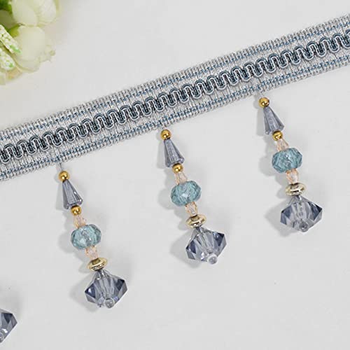 ZBORAVPIX Quaste mit Fransen ， 12 Meter Perlen Quaste Fransenbesatz for Vorhang Nähen DIY Dekor Multicolor(Silver) von ZBORAVPIX