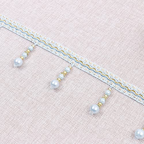 ZBORAVPIX Quaste mit Fransen ， 12 Yards Multicolor Perle Perlen Quaste Fringe Trim Spitze Nähen Zubehör(Light Blue) von ZBORAVPIX