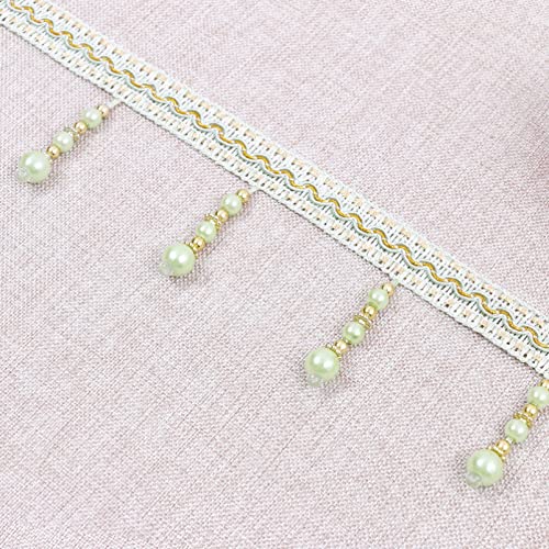 ZBORAVPIX Quaste mit Fransen ， 12 Yards Multicolor Perle Perlen Quaste Fringe Trim Spitze Nähen Zubehör(Light Green) von ZBORAVPIX