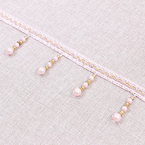 ZBORAVPIX Quaste mit Fransen ， 12 Yards Multicolor Perle Perlen Quaste Fringe Trim Spitze Nähen Zubehör(Light Pink) von ZBORAVPIX