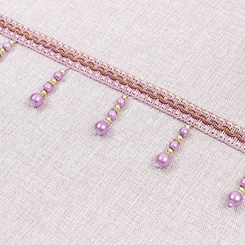 ZBORAVPIX Quaste mit Fransen ， 12 Yards Multicolor Perle Perlen Quaste Fringe Trim Spitze Nähen Zubehör(Purple) von ZBORAVPIX