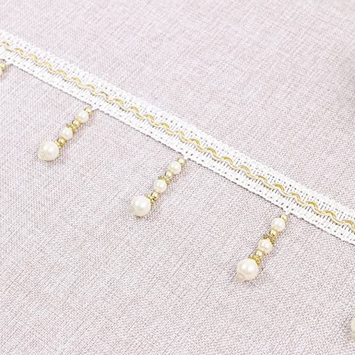 ZBORAVPIX Quaste mit Fransen ， 12 Yards Multicolor Perle Perlen Quaste Fringe Trim Spitze Nähen Zubehör(White) von ZBORAVPIX