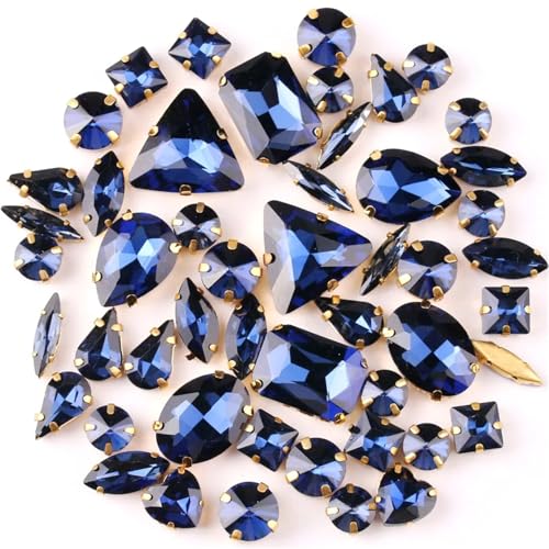 ZBORAVPIX Strass-Glaskristalle ， Glaskristalle ， Strass-Glas 50 Stück mehrfarbige Strasssteine ​​in gemischten Formen aus Glaskristallen for Aufnähen(A8 Montana) von ZBORAVPIX