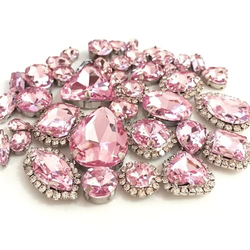 ZBORAVPIX Strass-Glaskristalle ， Glaskristalle ， Strass-Glas 50-teiliges Paket, Verschiedene Größen, Formen, Mehrfarbig, for Aufnähen, Kristall-Strasssteine, Silber(Pnnrk) von ZBORAVPIX